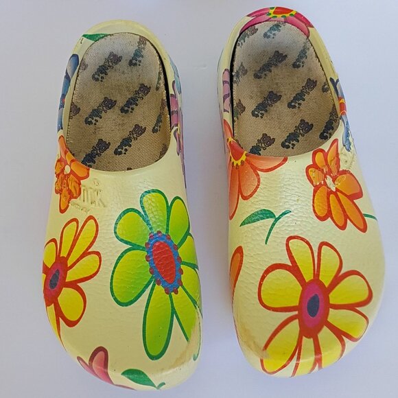 Birkenstock Yellow Flower Super Birki Slip On Clog Size 8 - Picture 1 of 9